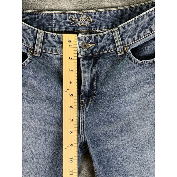Silver Jeans Women's 32x32 Flared Slit Hem Blue Medium Wash - Picture 12 of 14